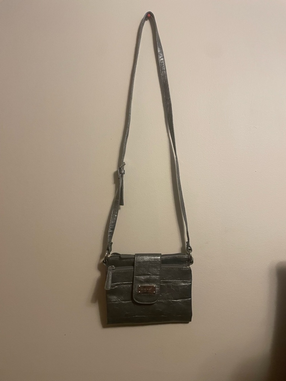Nine West Metallic Gray Crossbody Purse